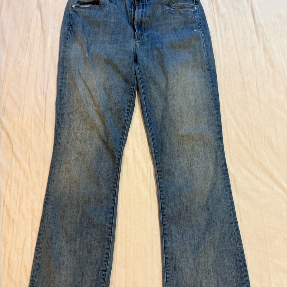 MOTHER Blue insider crop step fray jeans-27 waist